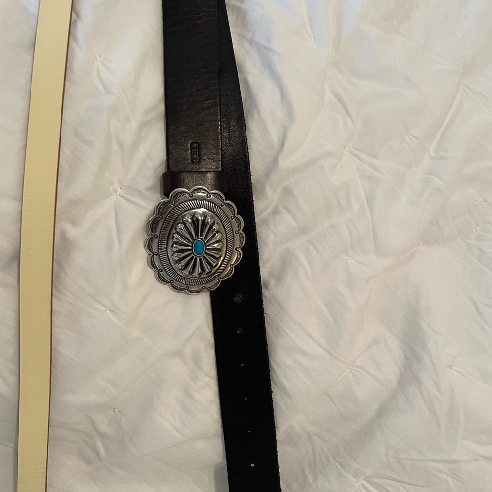 Turquoise belt buckle and black belt